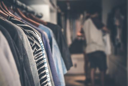 Clothes rail in a store