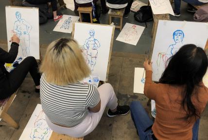 Students in art classroom at Bournemouth & Poole College