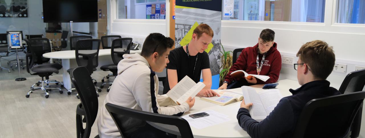 Students working in a classroom