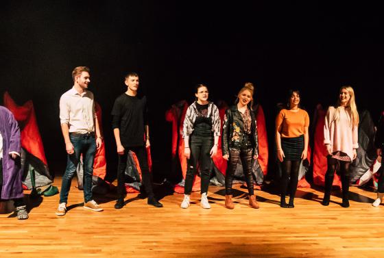 Student performers at the Jellicoe Theatre, Bournemouth & Poole College