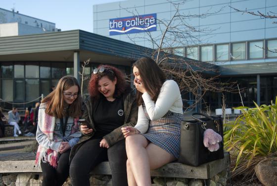 Students outside Bournemouth & Poole College North Road site