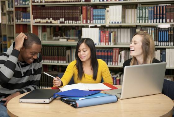 Students working in Library