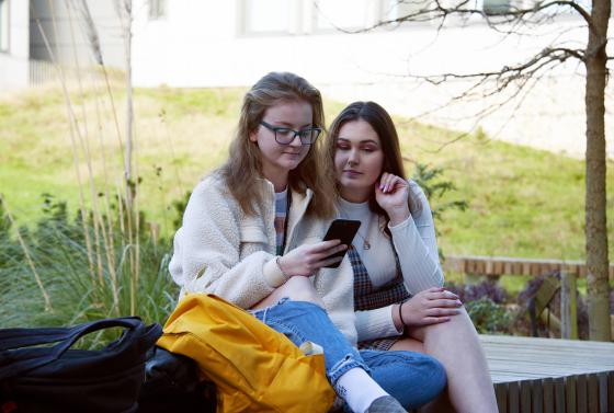 Students outside Bournemouth & Poole College North Road site