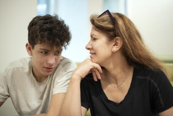 Mum and son talking about the future